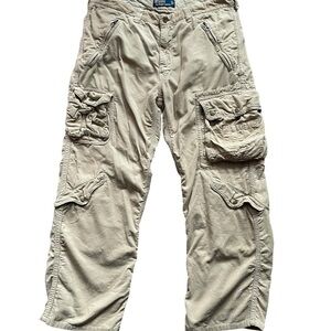 Polo Ralph Lauren Paratrooper Cargo Sz 34 28 Tan Corduroy Distressed GUC